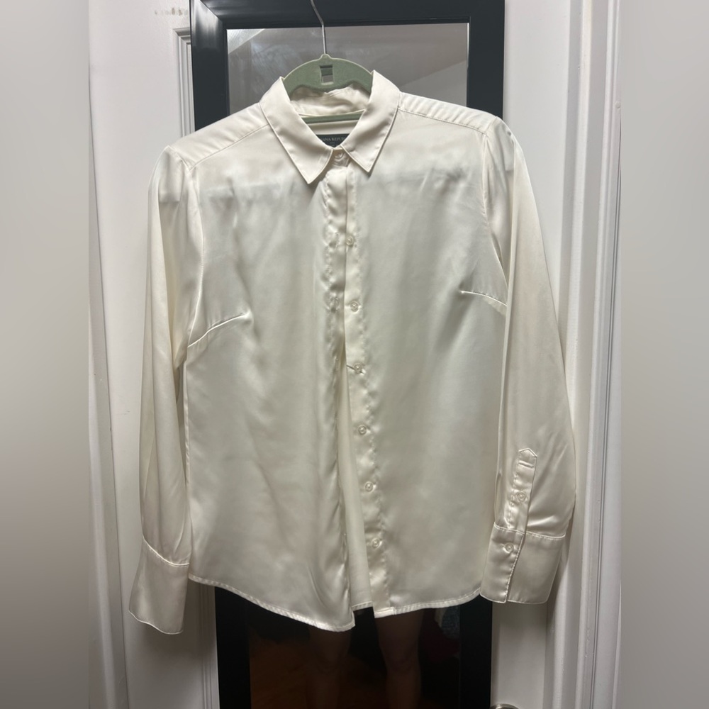 Satin Button Down Blouse - image 1